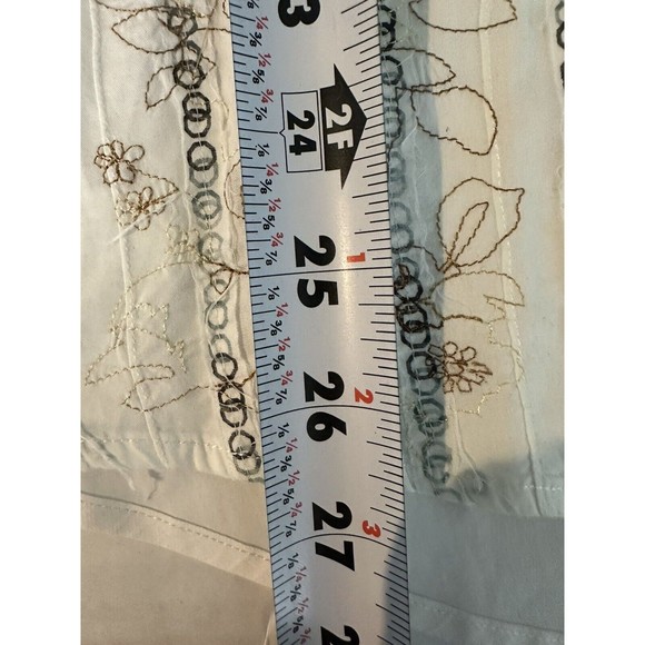 7 Diamonds Mens Size Large Embroidered Button Front Up Down Shirt Floral White - Picture 7 of 7